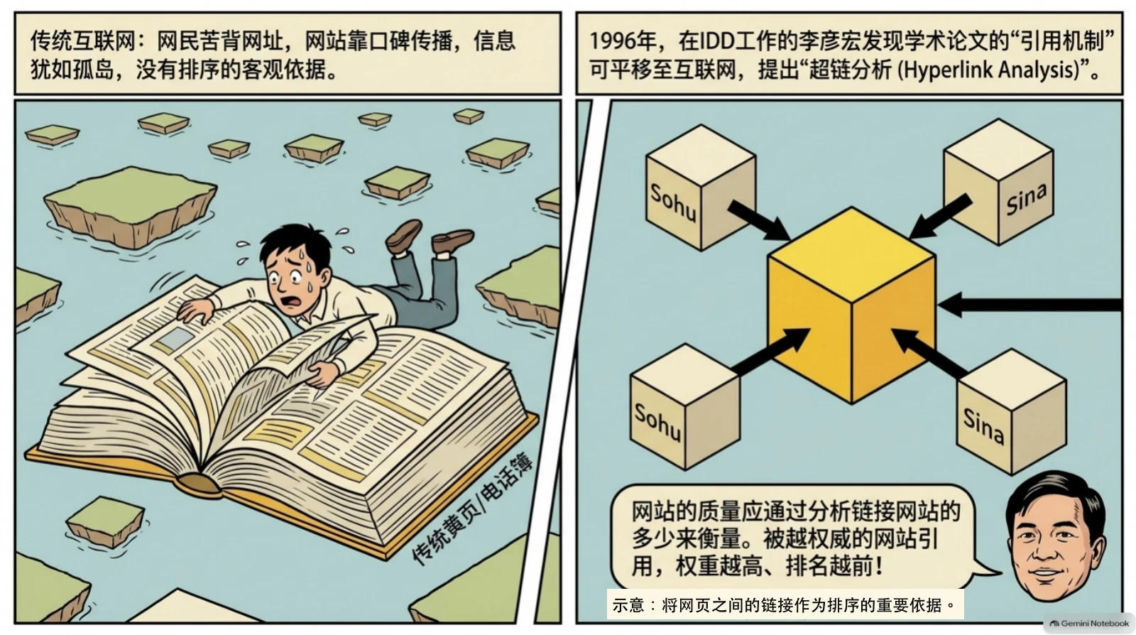 本集漫画幻灯片:核心技术突破:超链分析专利与硅谷历练相关内容