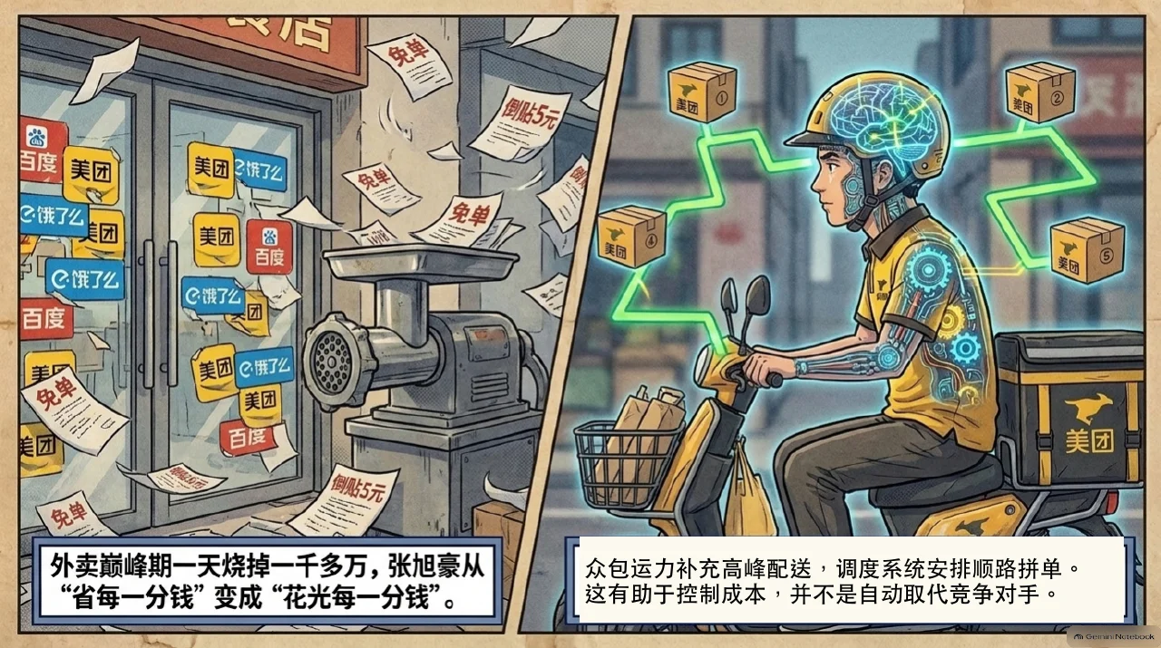 本集漫画幻灯片:外卖激战、众包拼单与美团点评合并相关内容