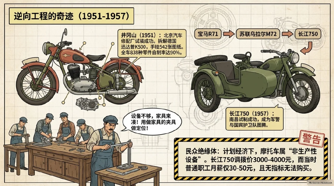 本集漫画幻灯片:铁骑起源:从战场战利品到仿制军用边三轮的工业起步相关内容