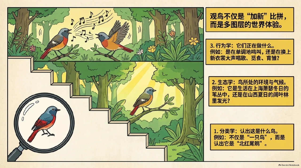 本集漫画幻灯片:分类、生态与行为:观鸟爱好者眼中的三重图层相关内容