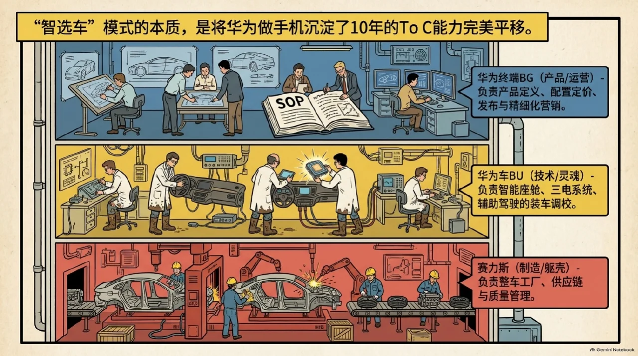 本集漫画幻灯片：智选车的分工体系与问界起伏相关内容